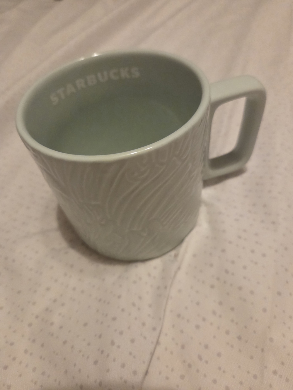 Starbucks Mint Green Embossed Ceramic Mug